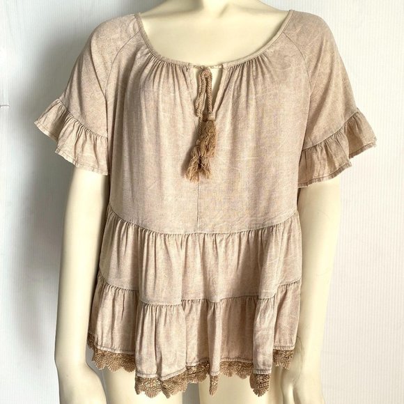 Altar’d State‎ alter’d babydoll swing top beige S - Picture 1 of 8